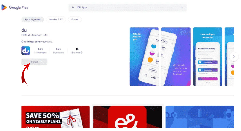 A screenshot of DU App on Play Store