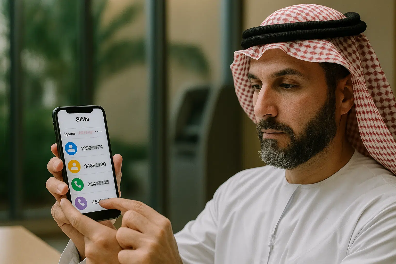 A UAE man using his phone