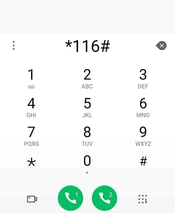 A screenshot of mobile phone dial.