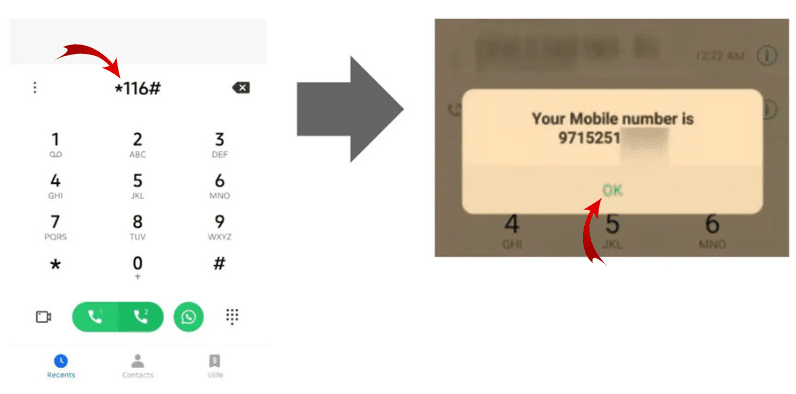 Photos showing how to check DU number owner by USSD code