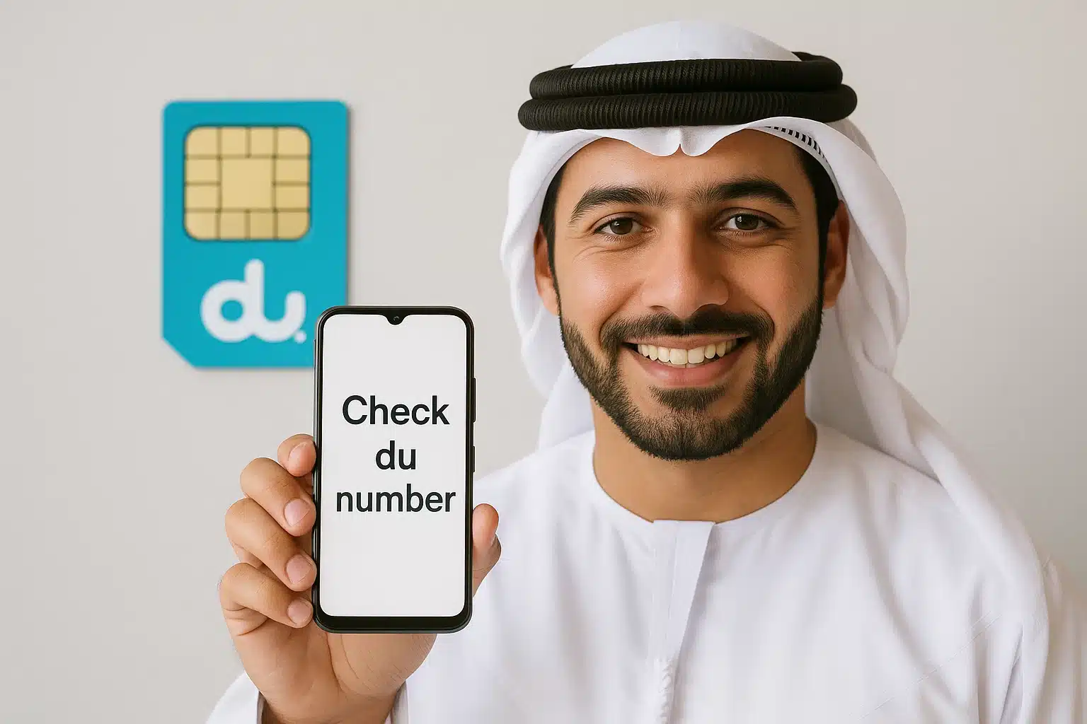 A UAE man holding his phone in his hand