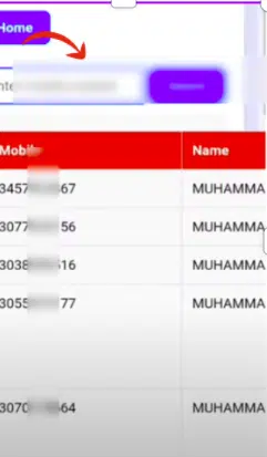 A screenshot of numbers list