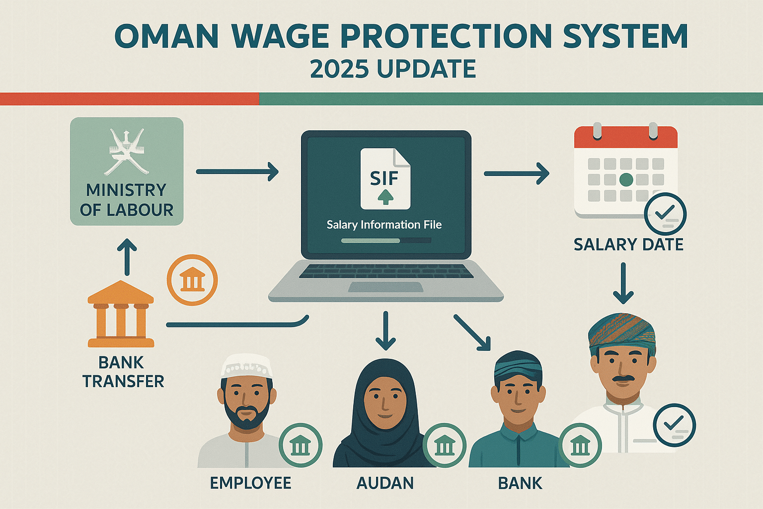 An infographics explaining What is the Wage Protection System (WPS) in Oman?