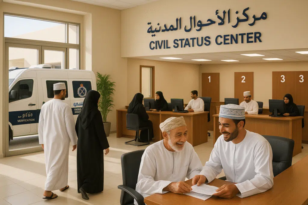 Two Omani people talking to each other
