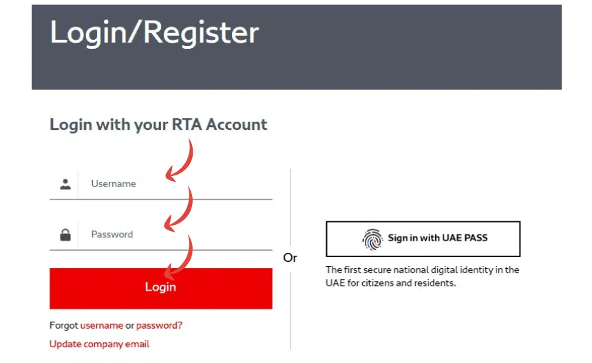 A Screenshot of RTA Website