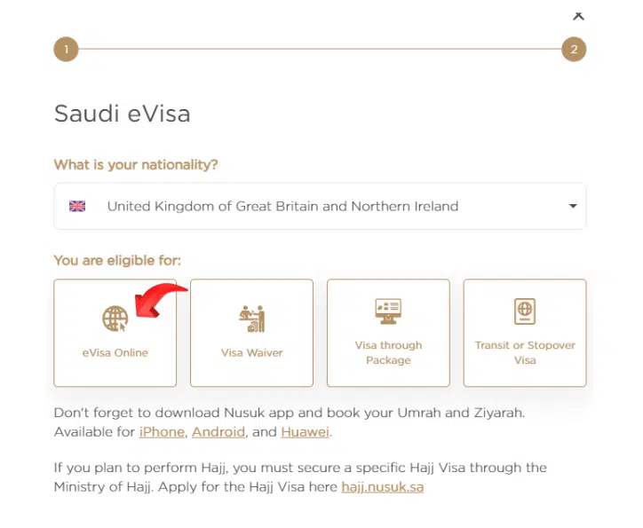 A Screenshot of Official Nusuk Portal