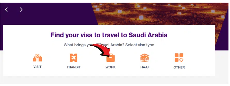 A screenshot of the KSA E-Visa Portal