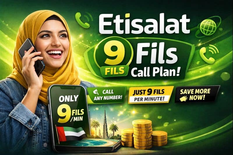 Etisalat 9 Fils Call Plan featured image showing affordable call rates, Etisalat branding, and low-cost calling offer in UAE