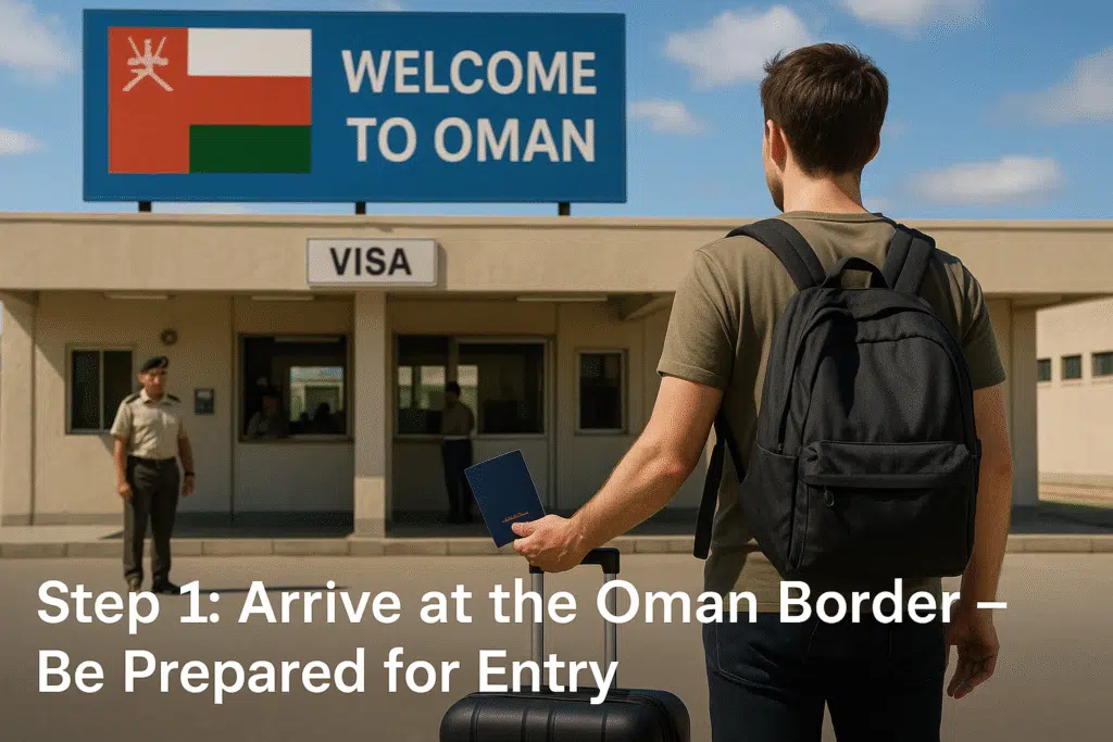 Oman border and airport immigration counters with Visa on Arrival section for GCC residents.