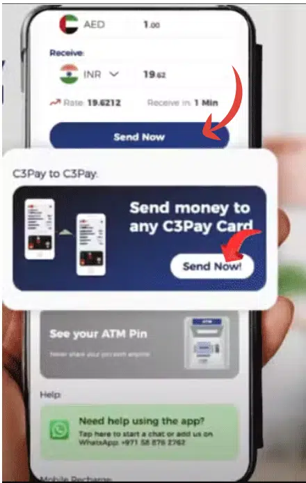 C3 App “Send Money” feature on Play Store – transfer funds instantly to friends, family, or accounts.