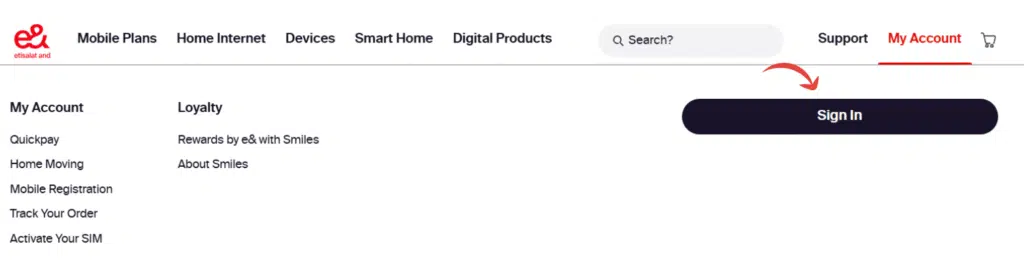 Etisalat UAE website.