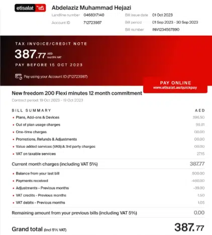 Check-Etisalat-eLife-Bill-in-UAE image