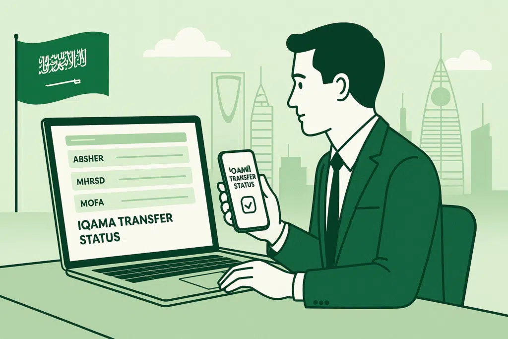 Learn how to check iqama transfer status online in 2025 via Absher and MHRSD. Step-by-step guide to avoid delays, rejection, and job risks.