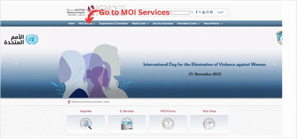 A Screenshot of MOI Website