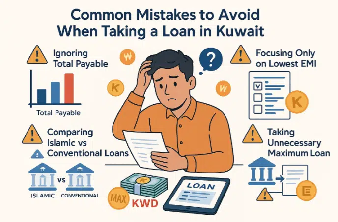An Infographics on Mistakes to Avoid When Taking a Loan in Kuwait