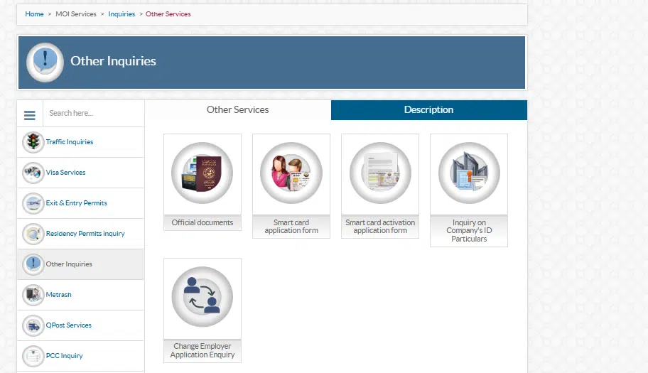 A Screenshot of MOI Website Home Page