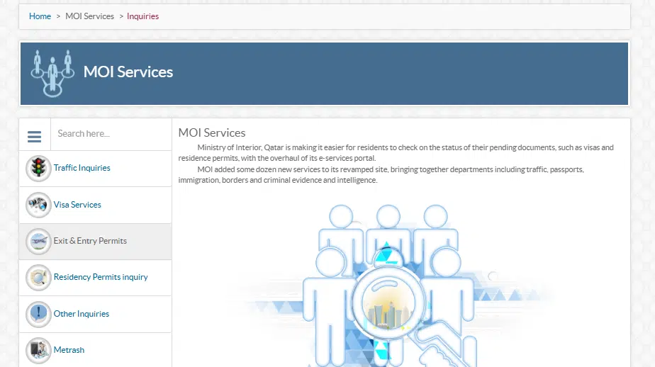 A Screenshot of MOI Website