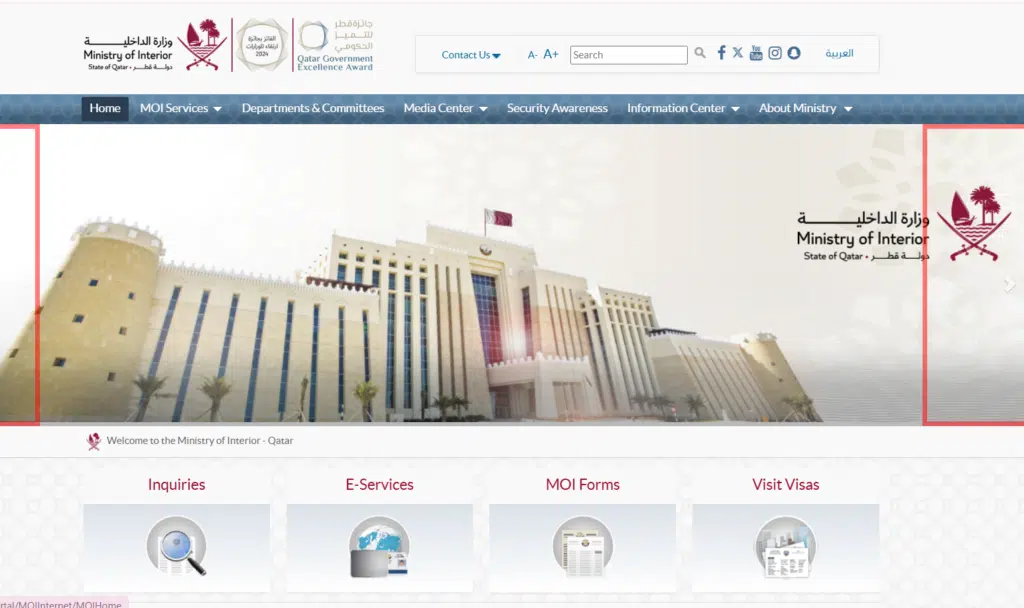 A Screenshot of MOI Website