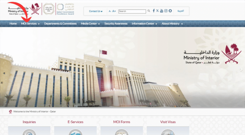 A Screenshot of MOI Website