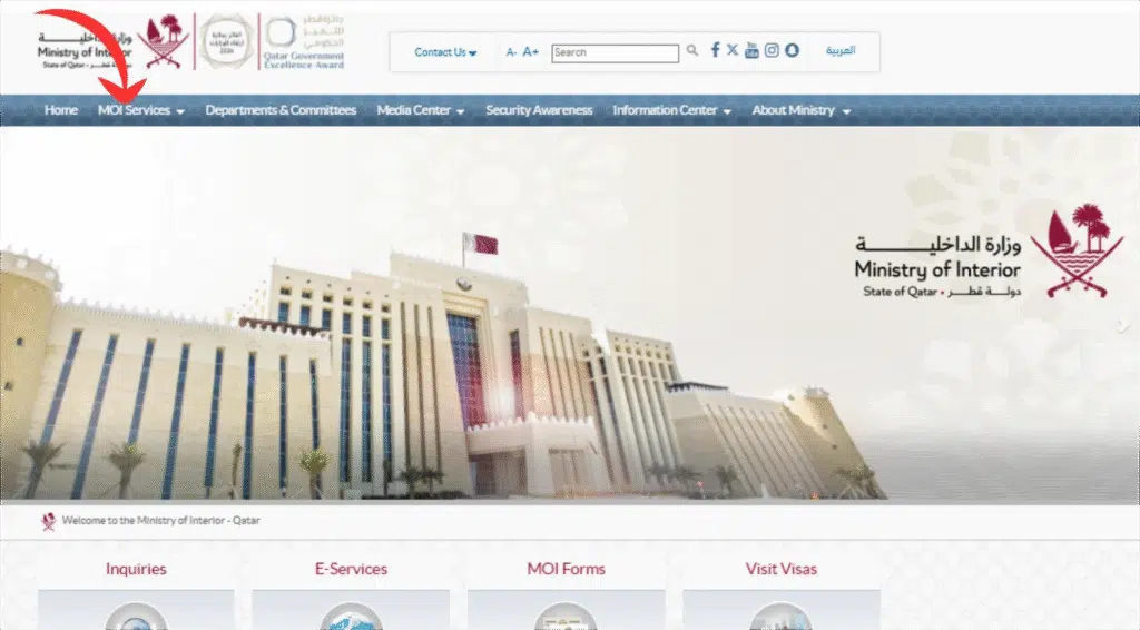 A Screenshot of MOI Website