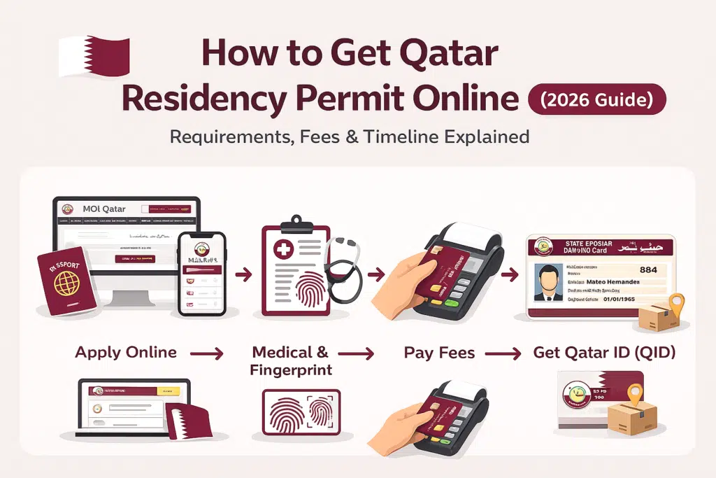 An Infographics on how to get Qatar residency permit online