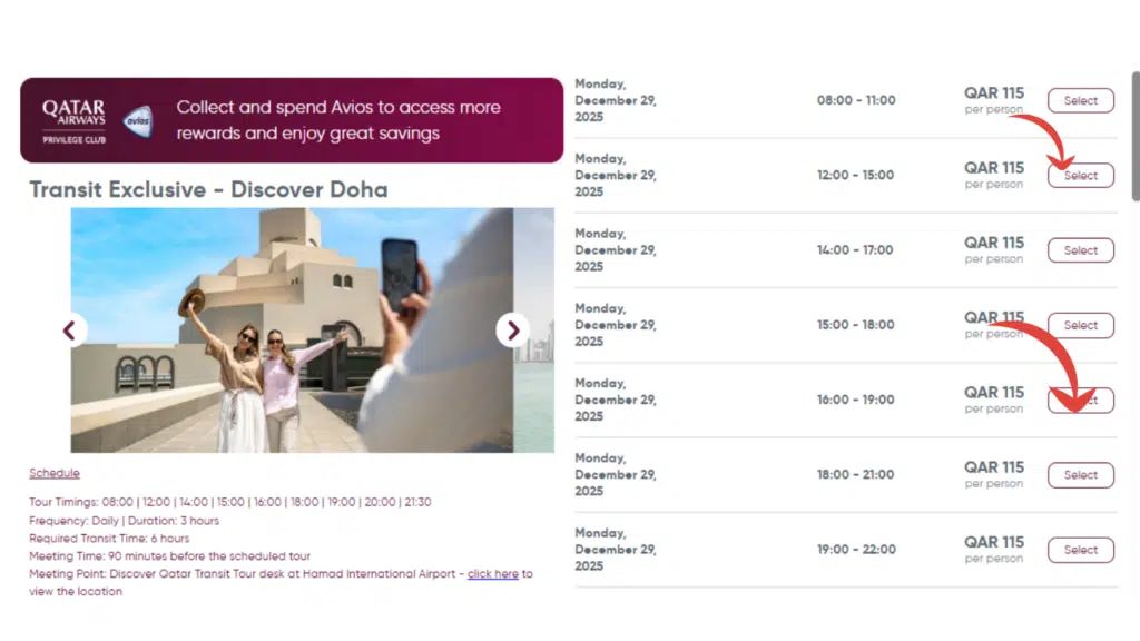 A Screenshot of Qatar Airways Website