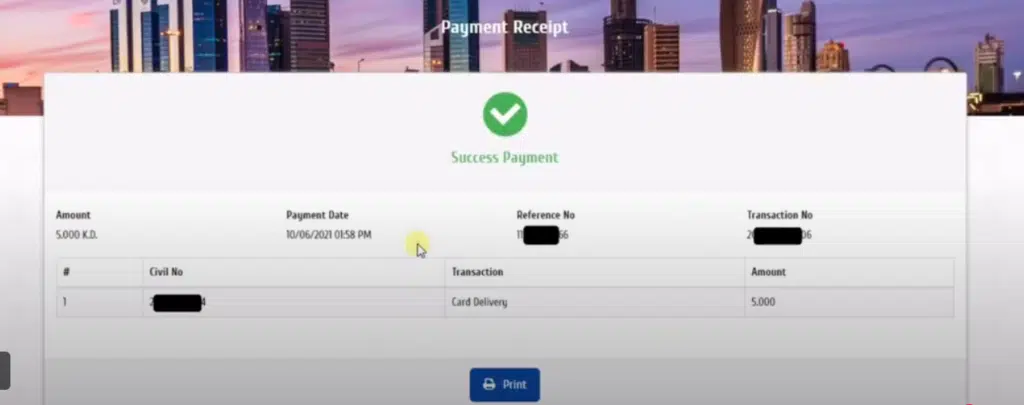 Fine payment detail and resipit