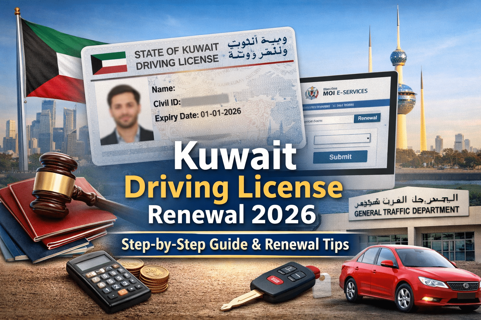 Kuwait Dl Kuwait Driving License Renewal 2026: Steps & Fees