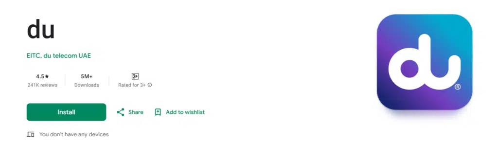 A Screenshot of the Du App