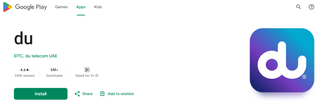 Du app install from google playstore