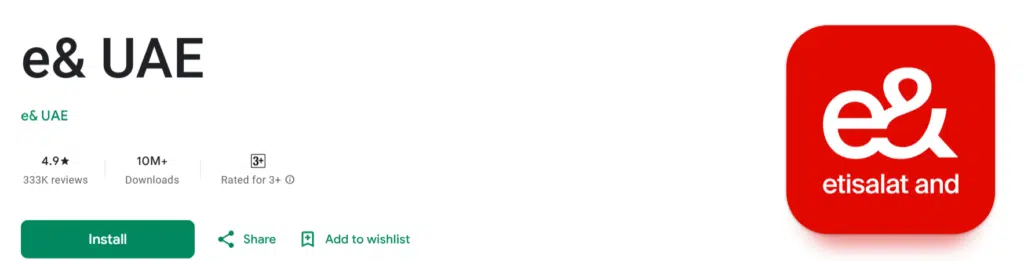 Etisalat App install from Google Playstore