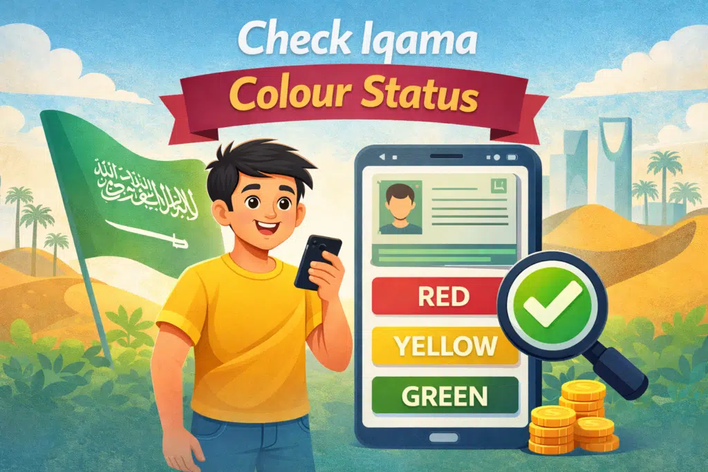 Check Iqama colour status Saudi Arabia Nitaqat red yellow green status online using mobile phone