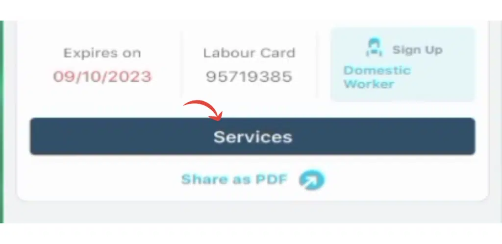 Open services section in MOHRE app to get employment certificate UAE