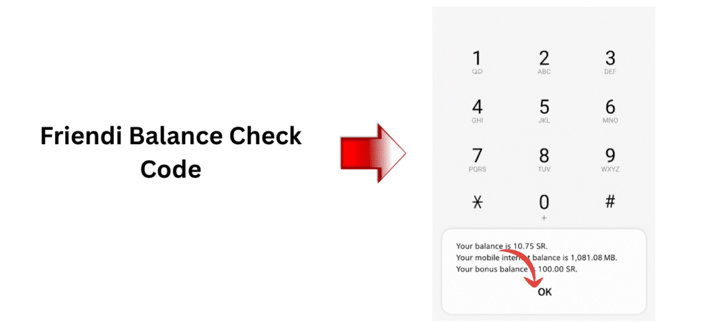 FRiENDi Mobile balance check code in Saudi Arabia with USSD result screen