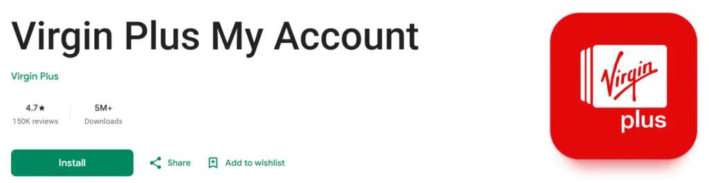Virgin Recharge Code management through the Virgin Plus My Account app for balance top-up and account services.