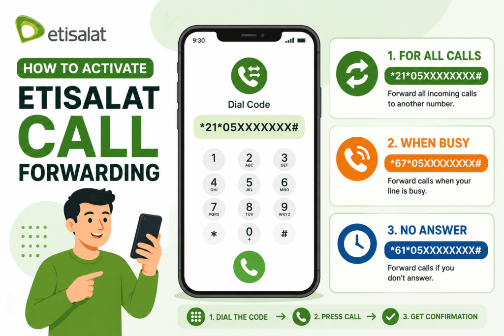 How to activate Etisalat call forwarding using call forwarding codes