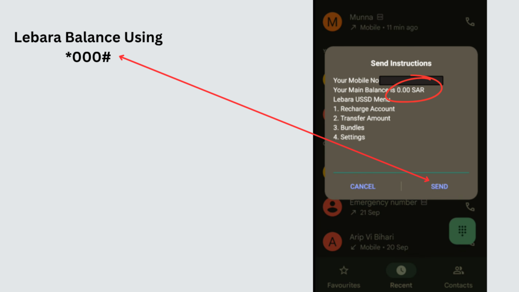 Lebara balance check in Saudi Arabia using *000#