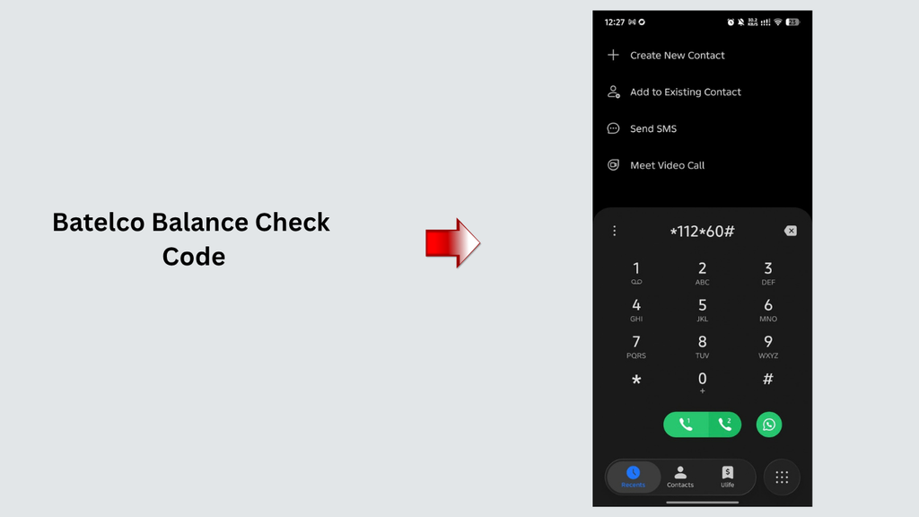 Batelco balance check code on phone dialer