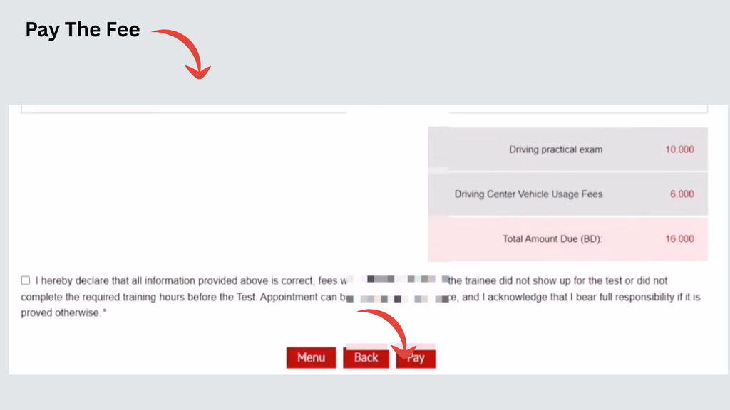 Pay the Driving Test Appointment Bahrain fee online