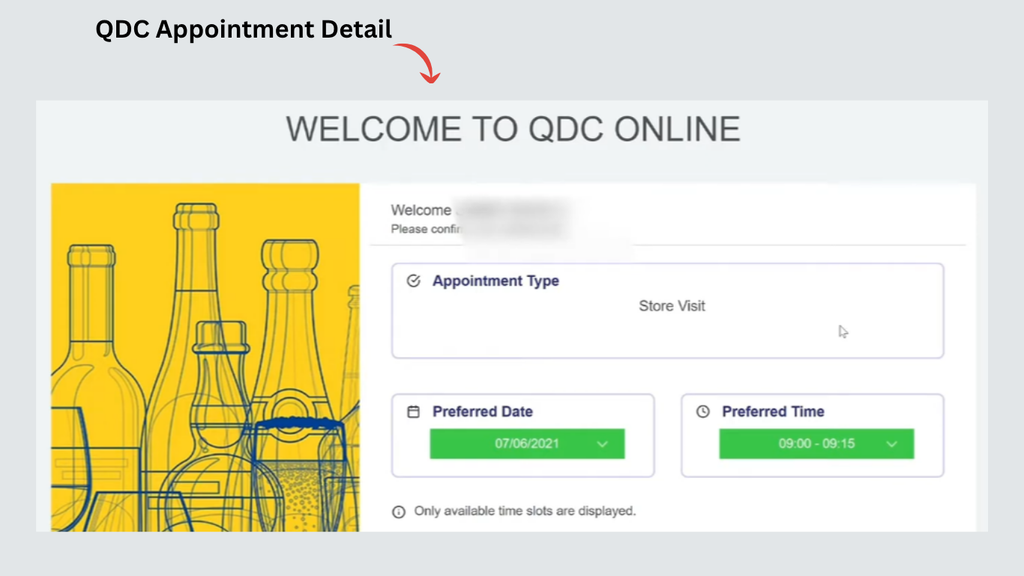 QDC appointment online details showing date and time