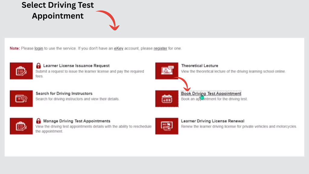 Select Driving Test Appointment service in Bahrain