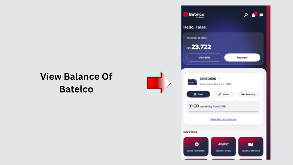 Batelco balance check using the mobile app
