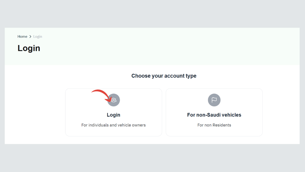 Choose a login account type to continue with an MVPI appointment online booking.