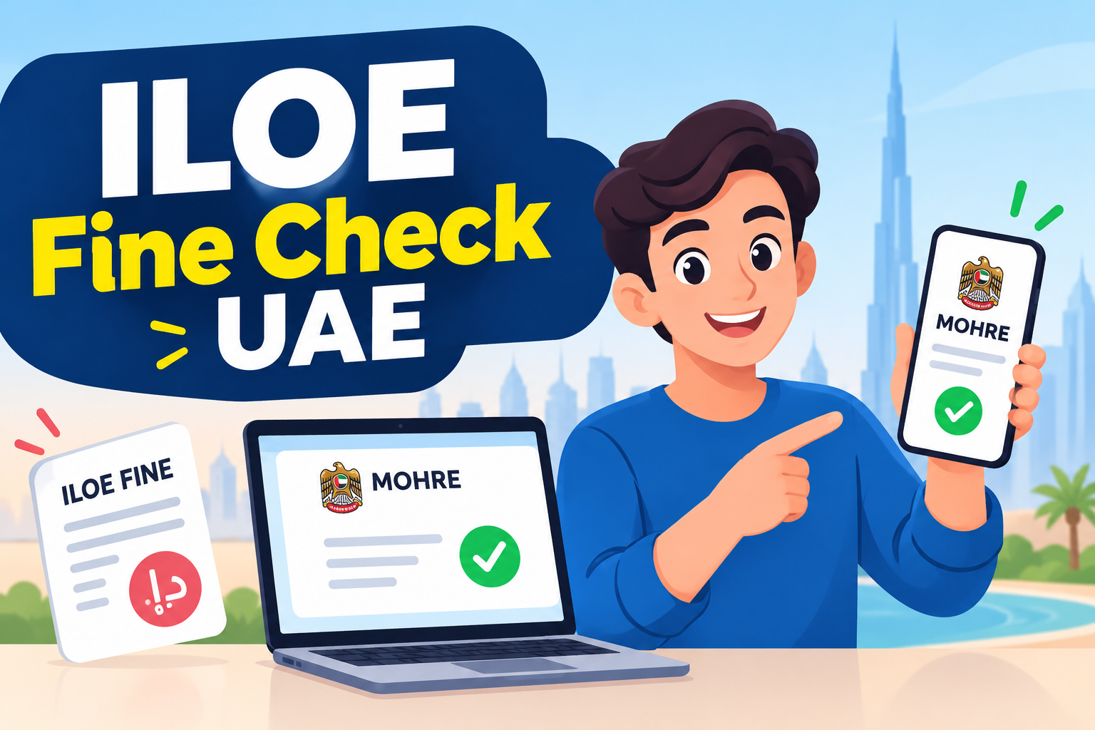 ILOE Fine Check UAE using MOHRE website and mobile app