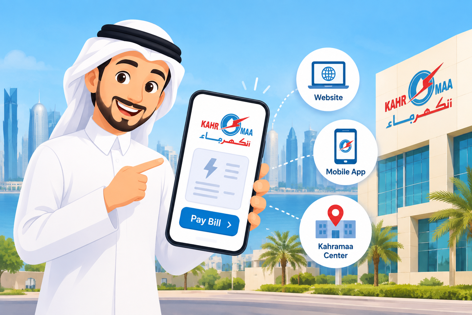 Kahramaa bill payment in Qatar through the website, mobile app, and Kahramaa Center